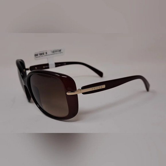 NWT Prada Conceptual Sunglasses Bordeaux Red Brown Gradient SPR  08O 57-17-130 - Picture 13 of 16